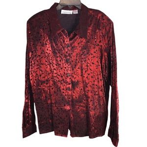 Vintage Red Shimmer Embroidered Shirt